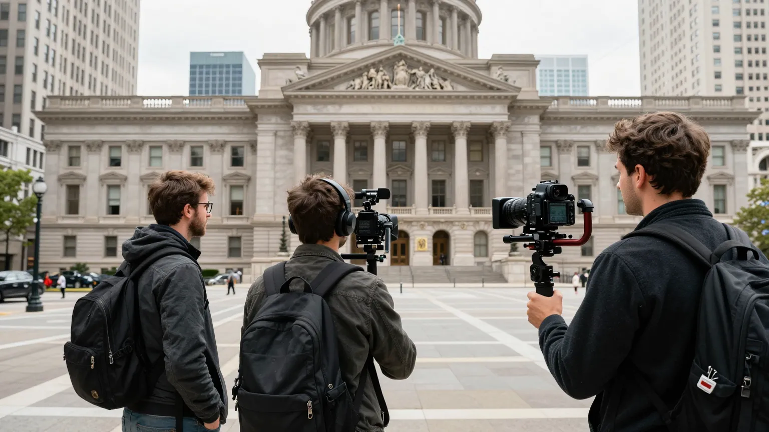 Equipo de produccion filmando video corporativo en Santiago Centro